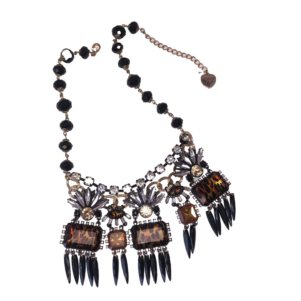 Betsey Johnson Rare Y2K VTG Hollywood Glam Leopard Print Statement Necklace